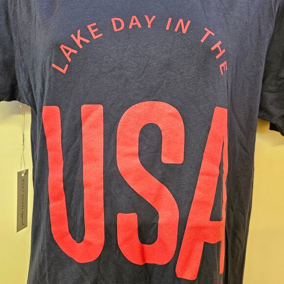 Boat House Apparel Lake Day in The USA T Shirt Size S NWT Blue and Red - Picture 2 of 7